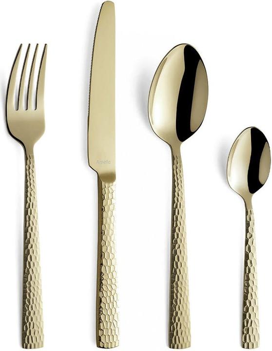 Immagine prodotto Amefa Set di posate 24 pezzi martellate PVD champagne 3319 Felicity (24 Pezzo/i, Set di posate)