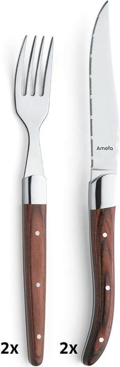 Produktbild Amefa ROYAL STEAK Steakbesteck Set 4-teilig, Pakkaholz, hochglanzpoliert, für 2 Personen (4 Stück, Messer)