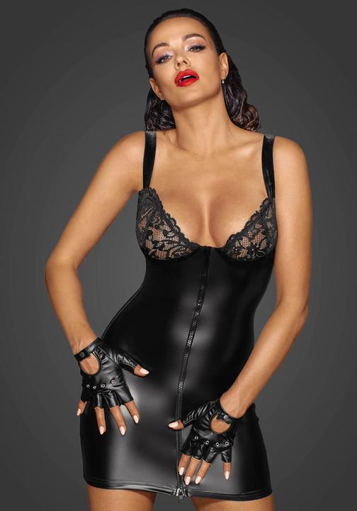 Produktbild Noir Handmade Powerwetlook Minikleid mit Oberteil aus Spitze (S)
