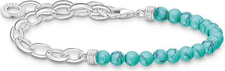 Thomas Sabo Charm Armband mit Türkisen Beads und Kettengliedern Silber (17 cm, 925er Silber)