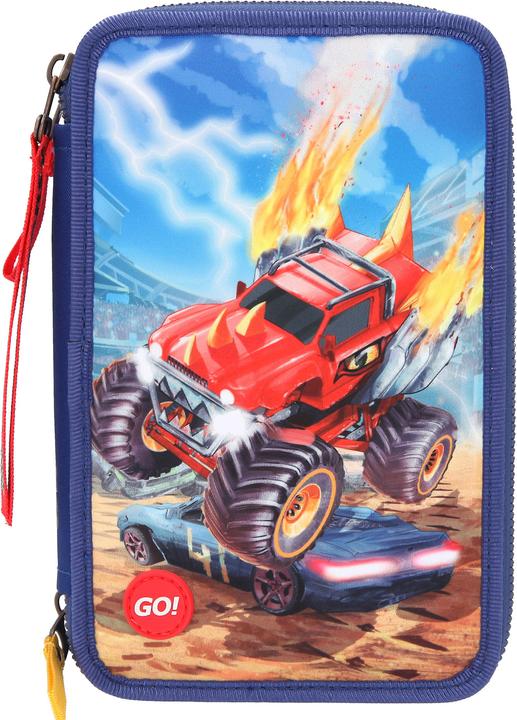 Produktbild Monster Cars Depesche 11859 - Gefüllte 3-fach Federtasche im Monster-Truck Design, spannenden LED-E