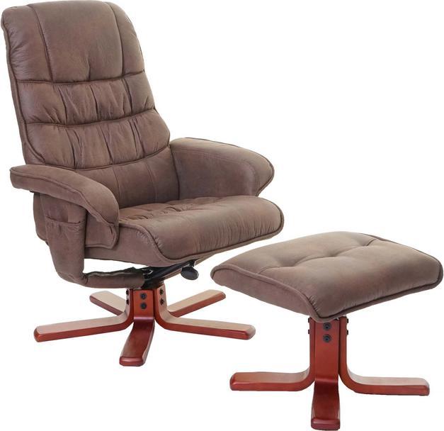 Produktbild Swisshandel24 Relaxsessel, Fernsehsessel Liegesessel TV-Sessel mit Hocker - Wildlederimitat braun