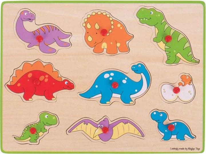 Bigjigs Holz Noppenpuzzel Dino (9 Teile)