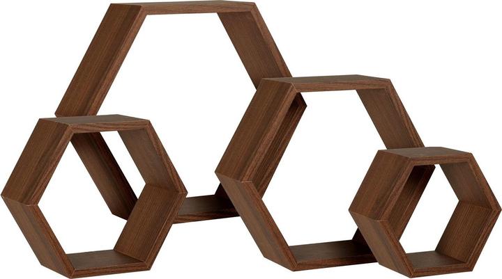 Produktbild Natura Punto Wandregal Set Holz im Waben-Design, 4 Stück