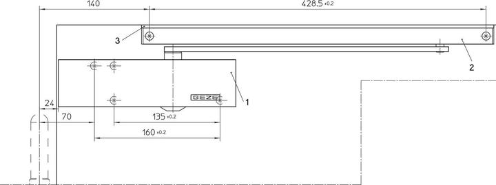 Produktbild Geze Türschliesser TS 3000 V | Gr. EN 1-4 | mit Gleitschiene, ohne Feststellung silber
