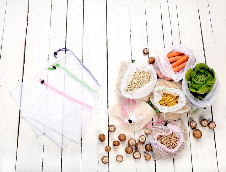 Image du produit Rosenstein & Söhne Lot de 9 sacs à fruits/légumes en bouteilles PET recyclées