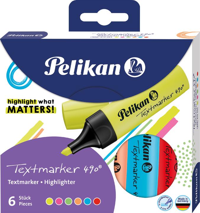 Produktbild Pelikan Textmarker 490 (Neonpink, Neongrün, Neonorange, Neongelb, 2 mm, 6 x)