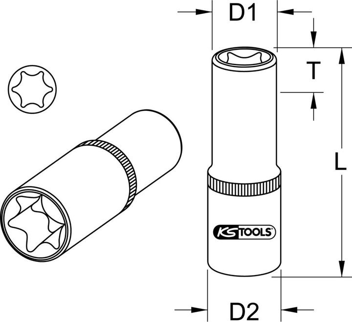 Produktbild KS Tools Spezial-Stecknuss für Mercedes, E30, 111 mm lang