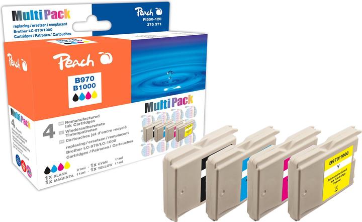 Image du produit Peach Cartouches d'encre économiques, remplissage XL, compatibles avec LC-1000, LC-970 (M, C, Y, CF)