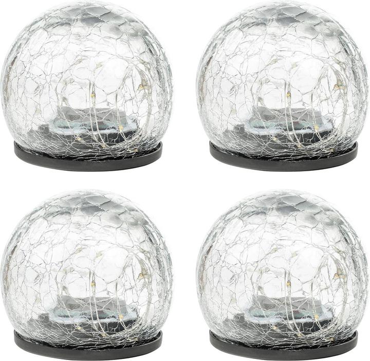 Produktbild HI Solar-Kugelleuchten Crackle Glas mit Erdspiess, 4er-Set