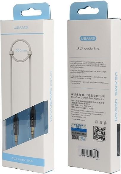 Produktbild Usams Adapter audio jack 3,5m 3,5m 1m czarnyblack YP101 YP01 (3.50 m, 3.5mm Klinke (AUX))