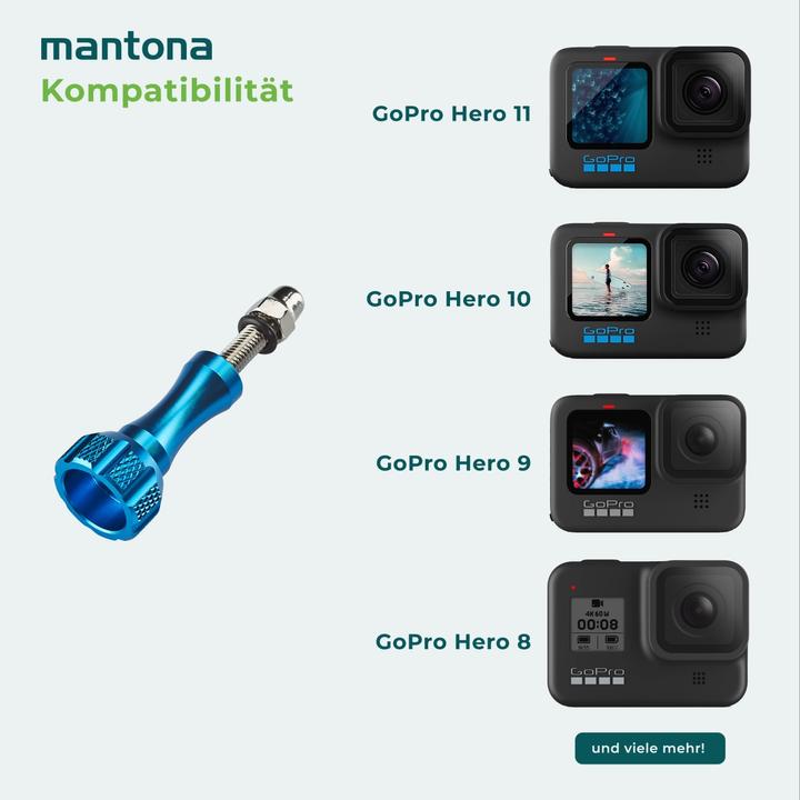 Image du produit mantona Kit de vis + clé GoPro Alu bleu (GoPro HERO8 Black)