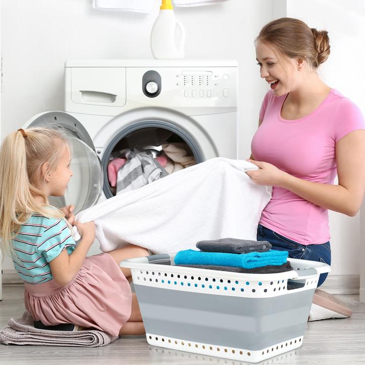 Image du produit Relaxdays Panier à lessive pliable poignées, plastique (50 l)