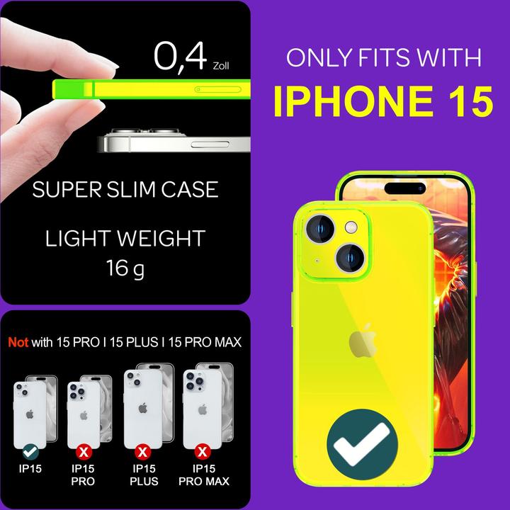 Immagine prodotto Nalia Copertura in silicone trasparente al neon (Apple iPhone 15)
