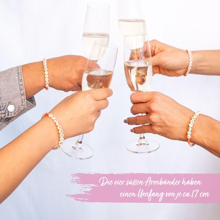 Immagine prodotto Papierdrachen 4 Perlenarmbänder Brautjunfer – TEAM <3 BRIDE (Materiale sintetico, Gomma, Tessuto)