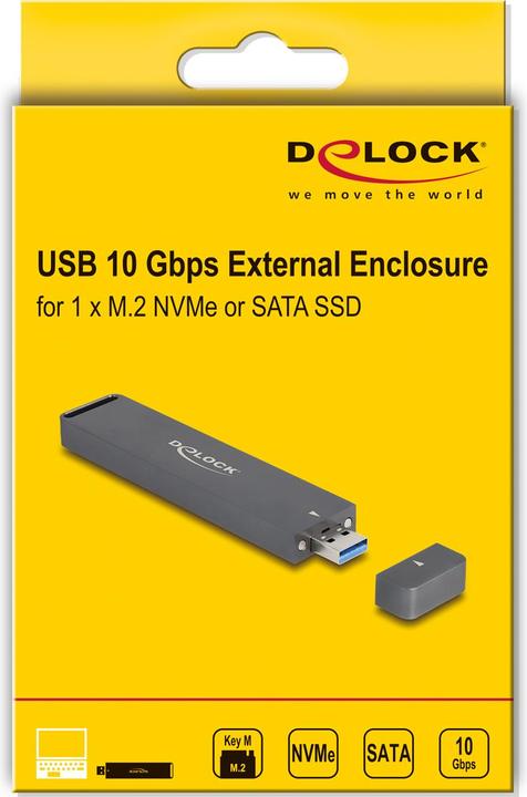 Immagine prodotto Delock Contenitore esterno per SSD PCIe M.2 NVMe o SSD SATA (M.2 2260, M.2 2242, M.2 2230, M.2 2280)