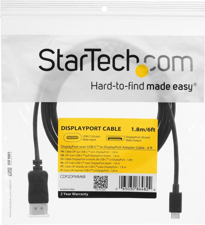 Actual product image StarTech USB Typ C — DisplayPort (1.80 m, DisplayPort, Other)