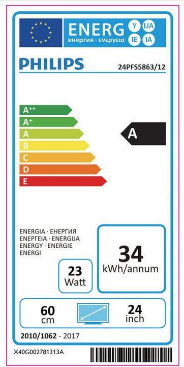 Energy Label Philips 24PFS5863 (24", LCD, Full HD)