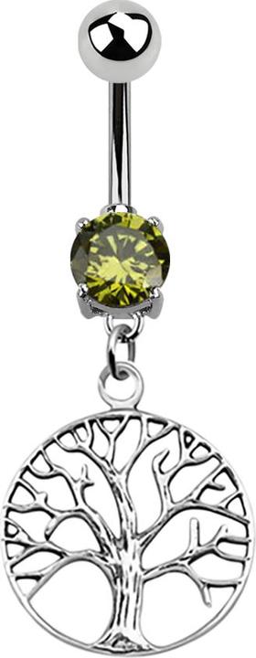 Star Piercing Banane silber mit Anhänger Baum olive (925 Sterlingsilber, ohne Messing, Chirurgenstahl 316L)