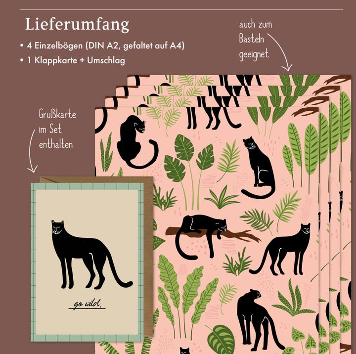 Actual product image Dabelino Wrapping paper set: Panther (vegan, blue) (Wrapping paper)