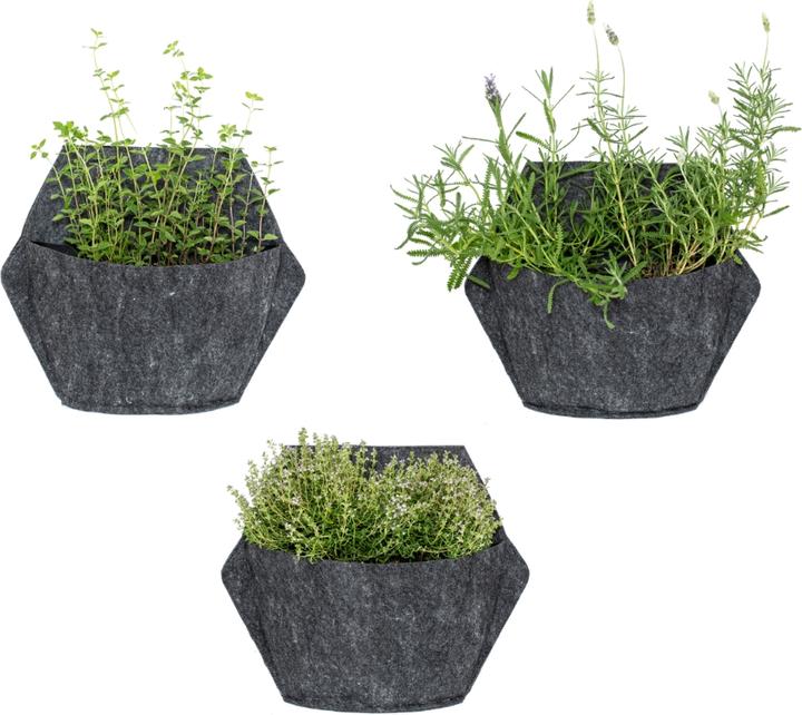 Immagine prodotto CitySens 3 Pack di fioriere da parete fioriera nera rivestimento tessile grigio (10 cm)