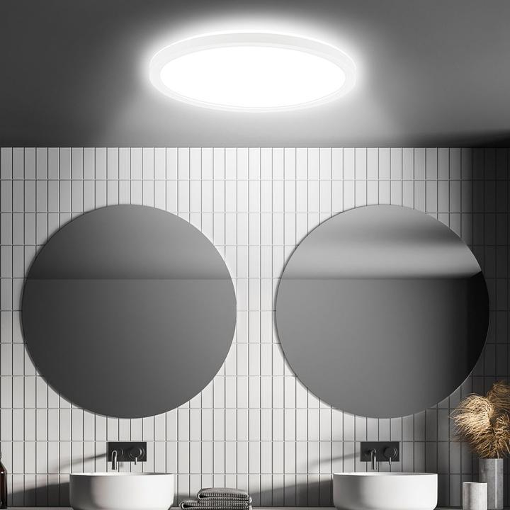 Produktbild Briloner Ultra flat LED Panel with backlight effect + Microwave, IP44, white (2400 lm)