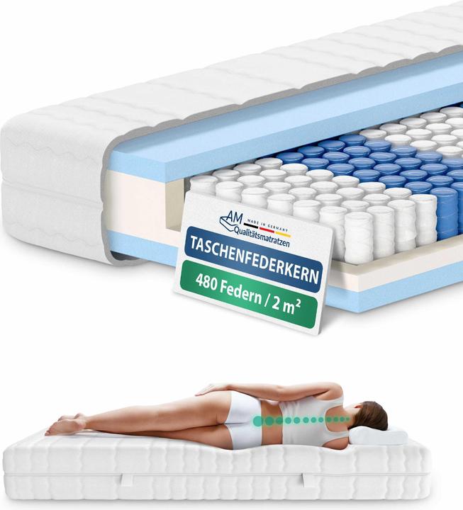 Produktbild AM Qualitätsmatratzen Orthopädischer 7-Zonen Taschenfederkern (70 x 200 cm, Federkern)