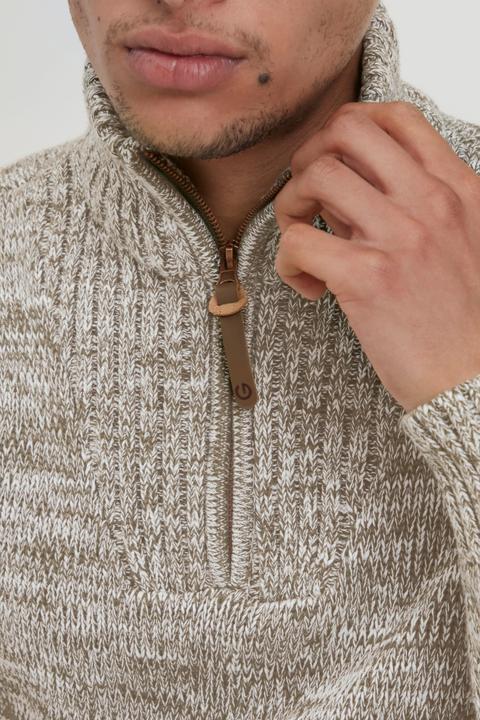 Actual product image Solid Philostrate Men's Jumper Chunky Knit Pullover Troyer Made Of 100% Cotton With Zipper (XXL)