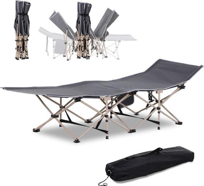 Image du produit Swisshandel24 Feldbett Campingbett Campingliege Faltbar Tragetasche Stahl Oxford Grau