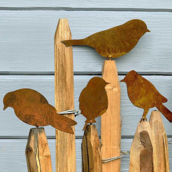 Produktbild Werkstein Metall Rost Vögel Baum Dekoration Garten Accessoire 4er Set