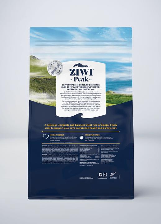 Valeurs nutritives et ingrédients Magni Ziwipeak - Steam & dried chicken, cat 2,2 kg. - (zp073) (Adulte, 2 pcs, 2200 g)