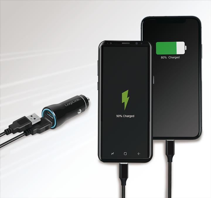 Immagine prodotto LogiLink Alimentatore USB per auto, 2x USB-A, 10,5 W, nero