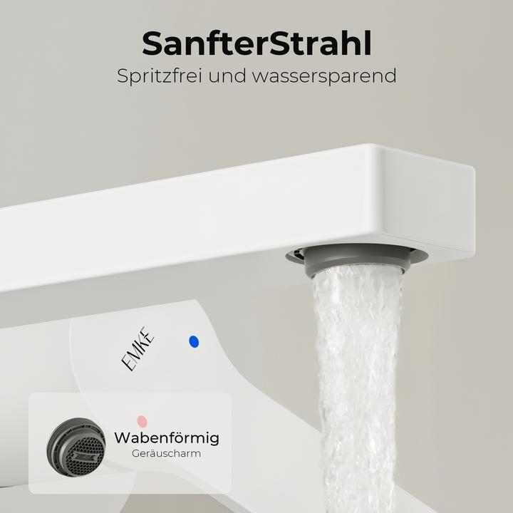 Produktbild Emke Badarmatur, Messing weiss, Mischbatterie Waschbecken, Küchenarmatur mit Perlator, Keramikkartusche