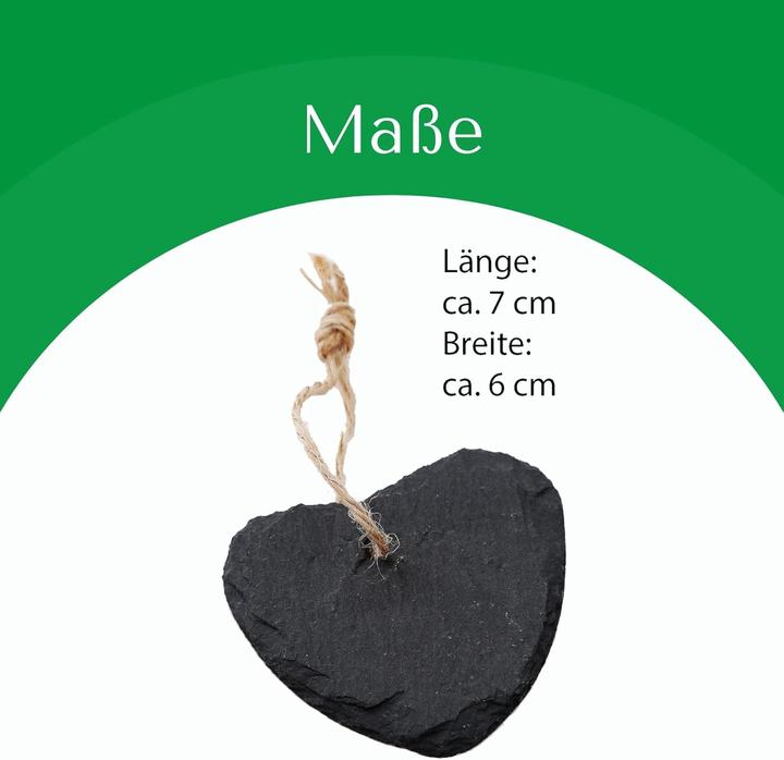Produktbild Novaliv Schieferherz zum Aufhängen mit Juteband Schiefertafel Dekoration Wandeko (6, 6 cm Herz) (6 x 6 cm)