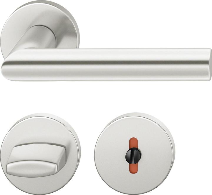Produktbild FSB Drückergarnitur 12 1076 ASL auf Rosette WC DIN, silber eloxiert (Türgarnitur)