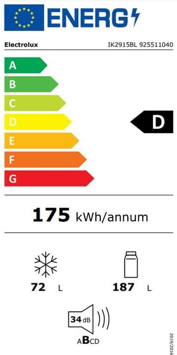 Energy Label Electrolux IK2915BL (259 l)