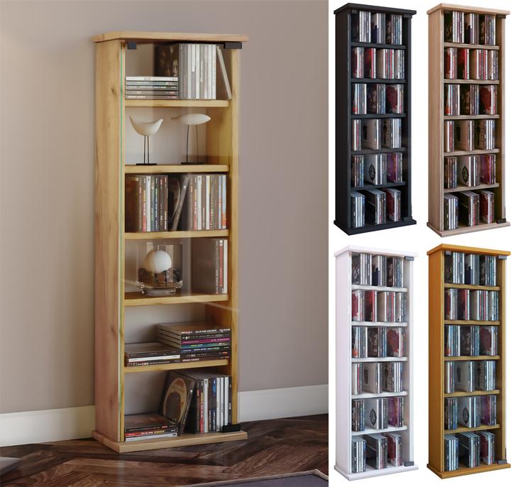 Produktbild VCM Holz CD DVD Stand Regal Vetro mit Glastür (31 x 18 x 92 cm)