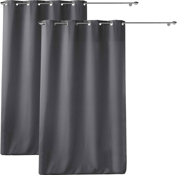 Produktbild Douceur D'intérieur 2er-Set Verdunklung Vorhänge mit Ösen, Polyester, anthrazit (140 x 260 cm)