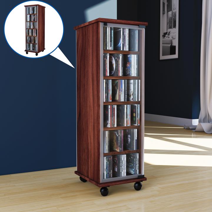 Immagine prodotto VCM Scaffale porta CD DVD in legno di Valenza con porta in vetro girevole (31 x 35 x 98 cm)