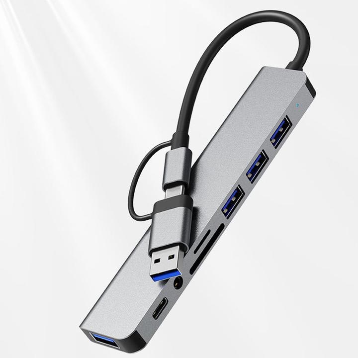 Immagine prodotto Apfelkiste Hub multiporta USB C/USB 3.0 con SD/MicroSD e jack da 3,5 mm - 5 Gbit/s (USB C + 4x USB A) (USB-C, 4 porte)