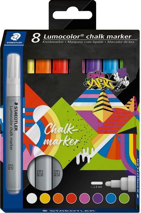 Staedtler Kreidemarker 2.4 mm, 344-0, -1, -4, -2, -20, -6, -3, -5, Kartonetui mit 8 St (farbsortiert, 2.40 mm, 8 x)