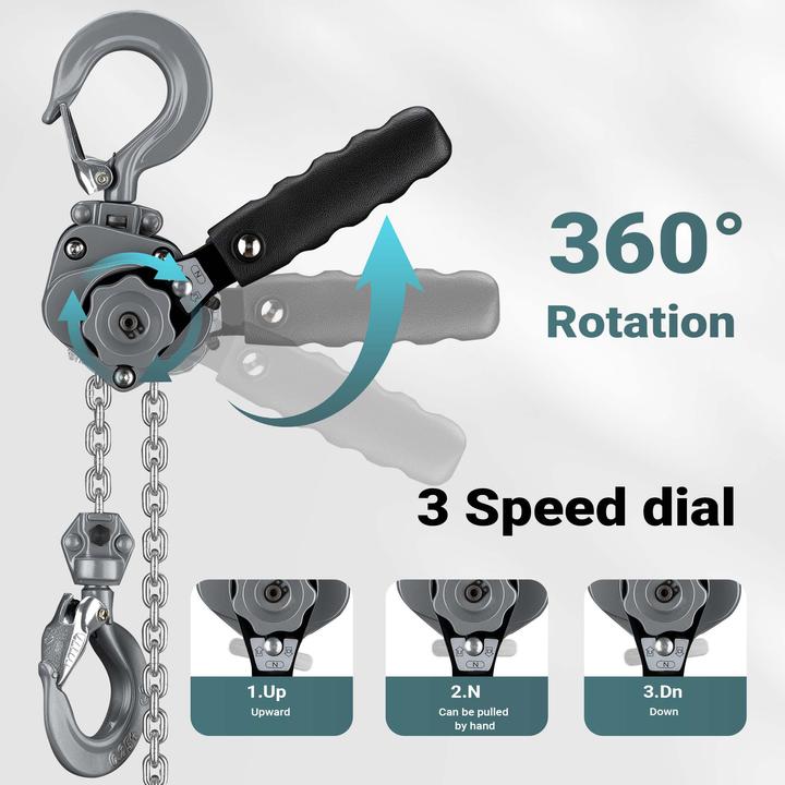 Produktbild Wiltec Mini Hebelzug bis 3t Handkettenzug 1,5m Hubhöhe Kettenzug Hebezeug