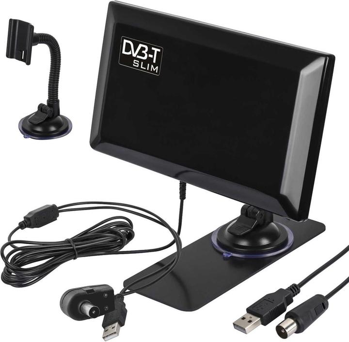 Actual product image Maclean Active indoor antenna DVB-T DVB-T2 amplifier Antenna with Suction (Indoor antenna, 44 dB, DVB-T / -T2)