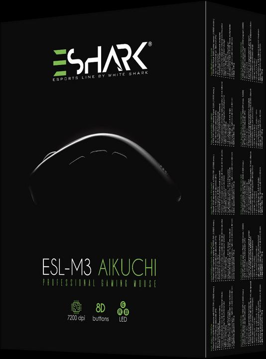 Image du produit White Shark Souris de jeu eShark avec bouton d'attaque séparé, capteur Pixart 3330, avec éclairage RGB (Filaire)