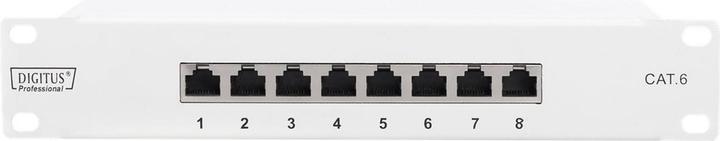 Immagine prodotto Digitus CAT 6 Patch Panel schermato a 8 porte RJ45 8P8C LSA 1U 25,4cm 10inch Rack Mount Colore Grigio RAL
