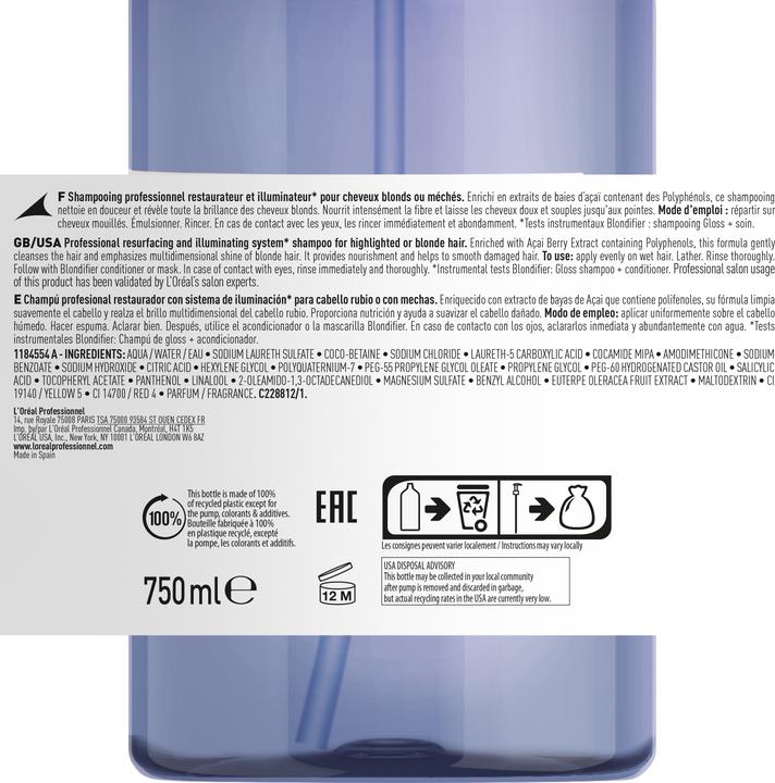Produktbild L'Oréal Professionnel Blondifier Gloss Shampoo (750 ml, Flüssiges Shampoo)