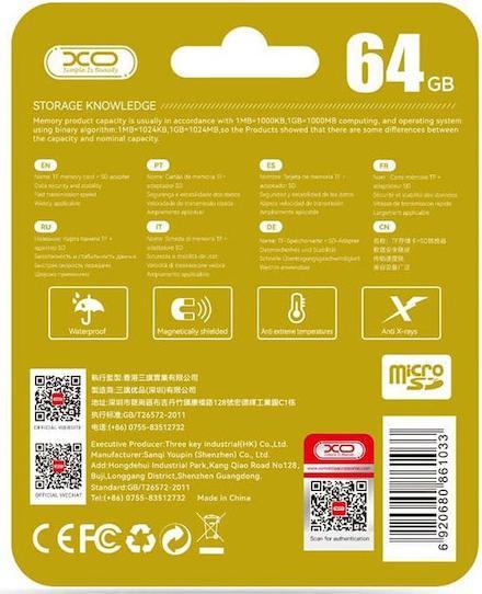 Produktbild xO memory card 64GB microSDHC cl. 10 + adapter (64 GB, microSDHC)