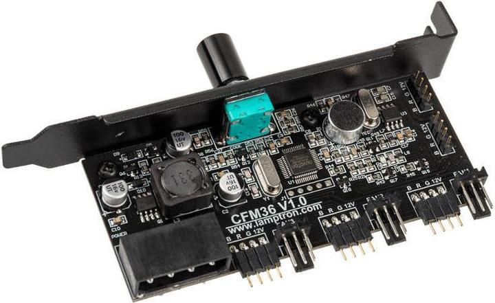 Actual product image Lamptron CFM36 fan and RGB LED controller for PCI slot - black (3 Fan)