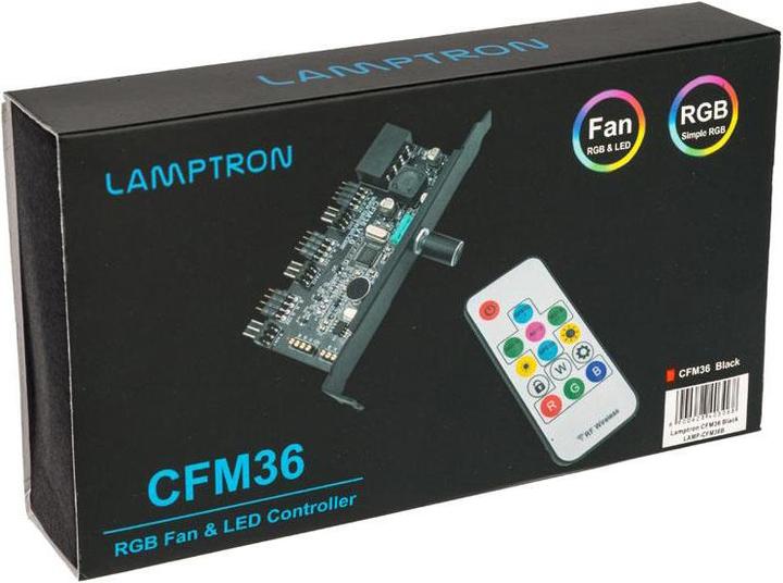 Actual product image Lamptron CFM36 fan and RGB LED controller for PCI slot - black (3 Fan)