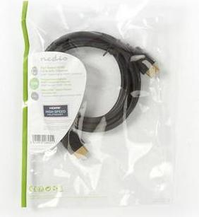Actual product image Nedis Ultra High Speed HDMI Cable with Ethernet, 1m, Gold Plated (Black) supports: 8K at 6 (1 m, HDMI)